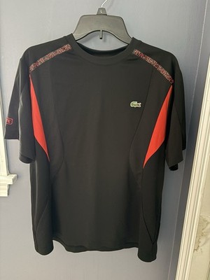 Lacoste Sport Quickly Dry Men s Short Sleeve Black And Red Shirt Large