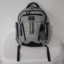 Eddie Bauer First Adventure Diaper Bag Backpack Gray Black Nylon Pockets