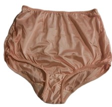 Vintage Myonne Pink Nylon Granny Panties Brief Sz 7 NWOT Shiny Double Gusset USA