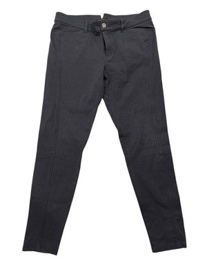 Massimo Dutti Womens Skinny Fit Pants Black Seam Detail Faux Leather Trim Sz 10
