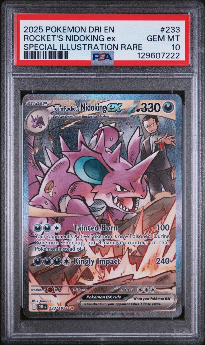 Pokemon S&V Destined Rivals #233 SIR Team Rocket's Nidoking ex PSA