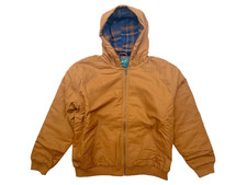 Woolrich Green Label Mens Brown Canvas Hooded Flannel Lined Work Outdoor Jacket