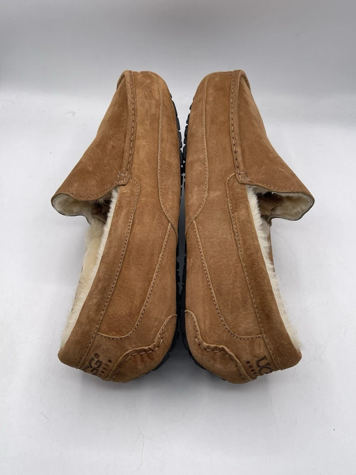 UGG Zapatos Cherokee Marrón Ascot Cuero Piel de Oveja Zapatillas Mocasines Hombres EE. UU. Talla 17 Foto 4 de 4
