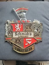 Vintage Rare Schmidt's of Philadelphia Since 1860 Silver Crest Shield Beer Sign