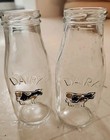 2 Vtg DAIRY GLASS JAR Milk Bottle COW EMBOSSED 9oz  Farmhouse Cow Color — photo 1