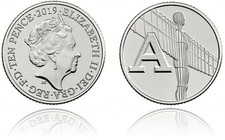 2019 A Angel of the North A-Z 10p Letter Ten Pence Uncirculated Coin UNC