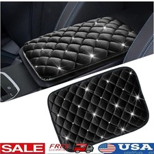 Plush Rhinestone Car Armrest Box Mat Comfortable Protection Non-Slip Cover New