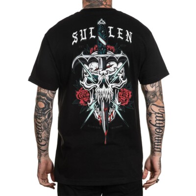 Sullen Art Collective Clothing T-Shirt - Zap Dagger Tattoo Schädel Schwert Rosen