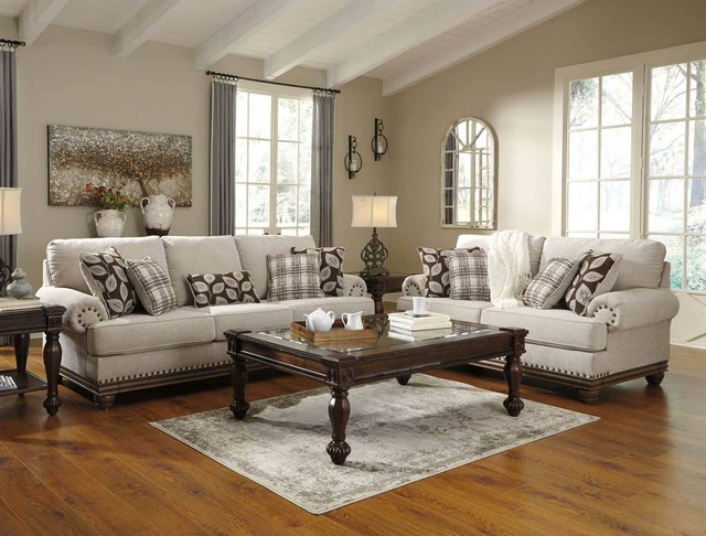 Ashley North Shore Durablend Living Room Loveseat Tan Traditional