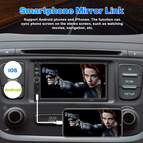 Touch Screen Car Stereo Radio Bluetooth Apple Carplay Android Auto Double 2Din - Foto 4 di 12