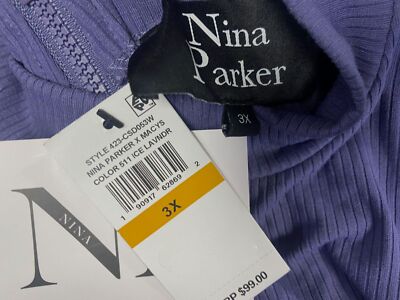 A-3 Nina Parker Women Purple Ribbed Mock-Neck Bodycon Dress Plus Size