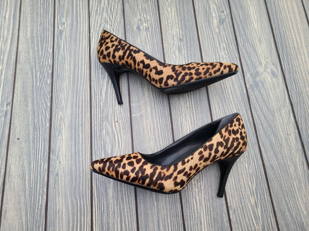 AEROSOLES Womens Animal Print Deal Breaker Slip On Pony Hair Heels Size 10