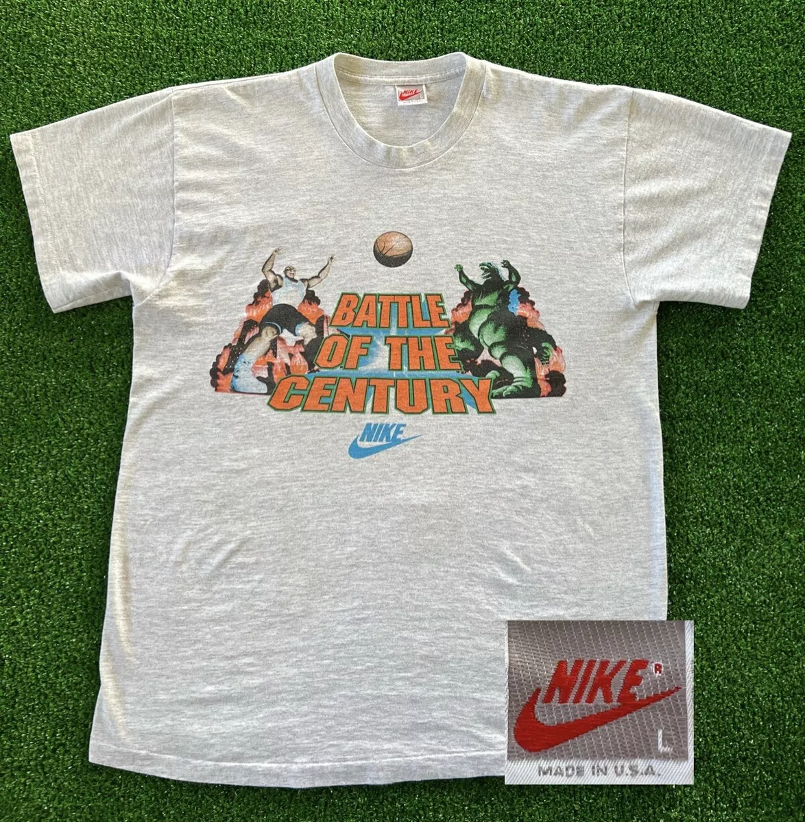 VTG 90s Nike Sir Charles Barkley VS Godzilla T-Shirt Battle Of The