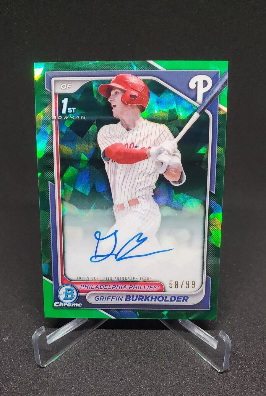 2024 Bowman Draft Sapphire Griffin Burkholder 1st Green Sapphire Auto /99