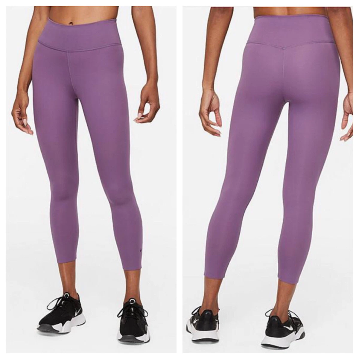 Nike Dri Fit Purple Amethyst One Luxe Mid Rise Cropped Tights Size