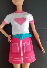Barbie Style Clothes. Defa Lucy Fab Pink Skirt, Belt & Heart Logo Top. NEW!!
