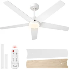52'' Flush Mount LED Ceiling Fan with Light & Remote 6+1 Speeds, 3CCT, Dimmable