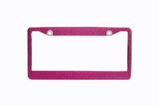 Pink Crystal Rhinestones License Plate Frame 7 Rows Special Bling Offer