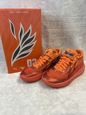 PUMA MELO MB.02 Supernova Fiery Coal/Orange Basketball Shoes 377403-01 GS Size 7