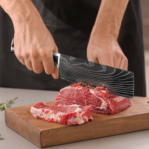 3Pcs Kitchen Knife Set Damascus Stainless Steel Chef Knives Meat Cleaver Sharp - Picture 10 of 12