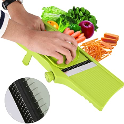 Affettatrice Mandolina per Verdure Professionale - Affetta Verdure con Guanti di Sicurezza, Regolabile in Acciaio Inox, Fare Fette Spesse da 1 a 9 mm, | Leroy Merlin