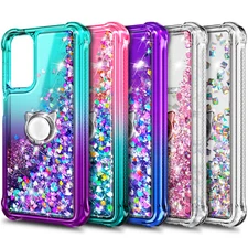 For Samsung Galaxy A35 5G Glitter Ring Phone Case + Tempered Glass & Lanyard
