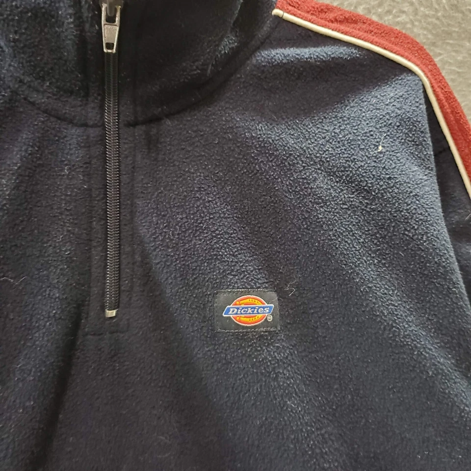 Sudadera Dickies Mujer XL Azul Logo Parche 1/4 Cremallera Cuello Simulado Polar Pullover Foto 3 de 4