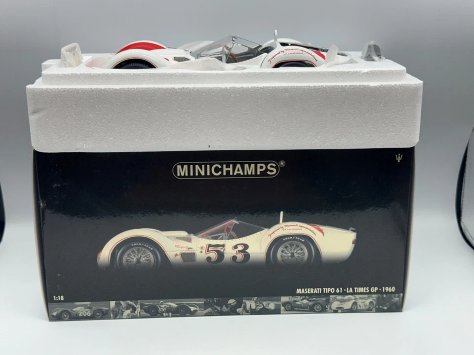Minichamps 1960 Maserati Tipo 61, LA TImes GP, 1:18, Excellent, Boxed - Image 2 of 4
