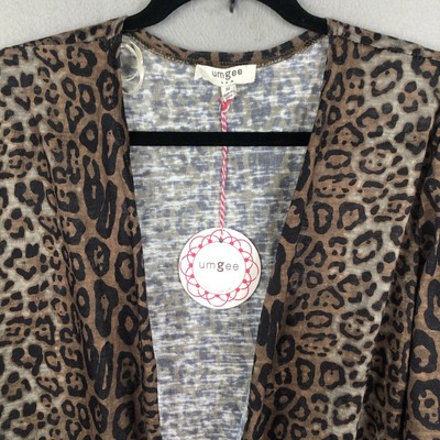UMGEE Cardigan Womens Medium Brown Black Leopart Cheetah Duster Boho NEW |  eBay