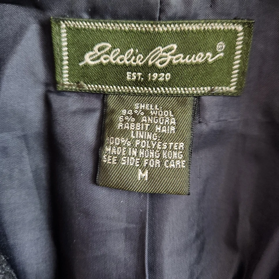 VTG Eddie Bauer Blazer Wool Angora Blend Women's M Dark Gray Career Office - Image 3 of 4