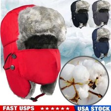 Men Winter Ear Flap Thermal Hat Fur Warm Snow Ski Cap Face w/ Mask Women Cold US