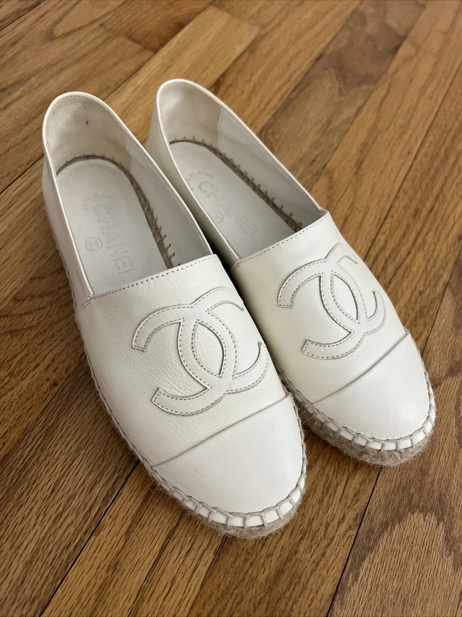 Chanel Espadrilles Slip on Size 36 in White. Worn Once With Box