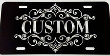 Engraved Custom Personalized Name Car Tag Diamond Etched Metal License Plate