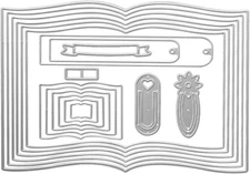 Metal 1 Set Book Cutting Dies,One Book Bookmark Label Die Cuts Embossing Stencil