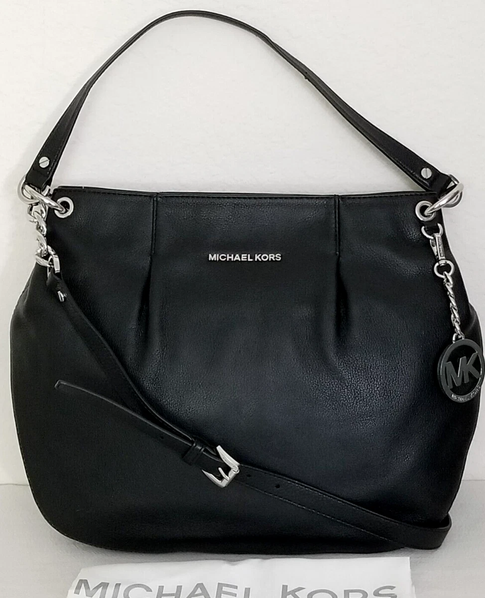 MICHAEL KORS BEDFORD BLACK SILVER LARGE CHAINED CONVERTIBLE