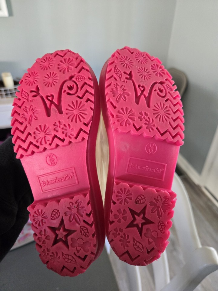 American Girl Peekaboo Willies Clear/Pink Calf Rain Boots Girl Rubber