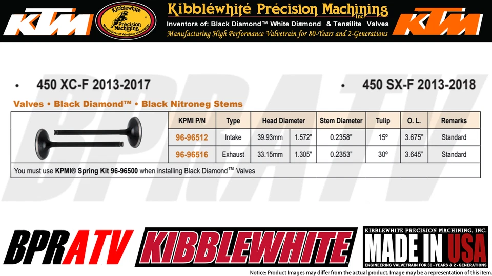 Kit de válvulas de admisión 13-18 KTM 450 SX-F SXF 450 Kibblewhite sellos rojos Foto 2 de 4