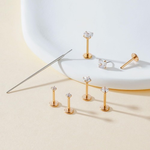 20G Flat Back Earrings Stud G23 Titanium Threadless Tragus Labret Cartilage Body - Picture 2 of 7