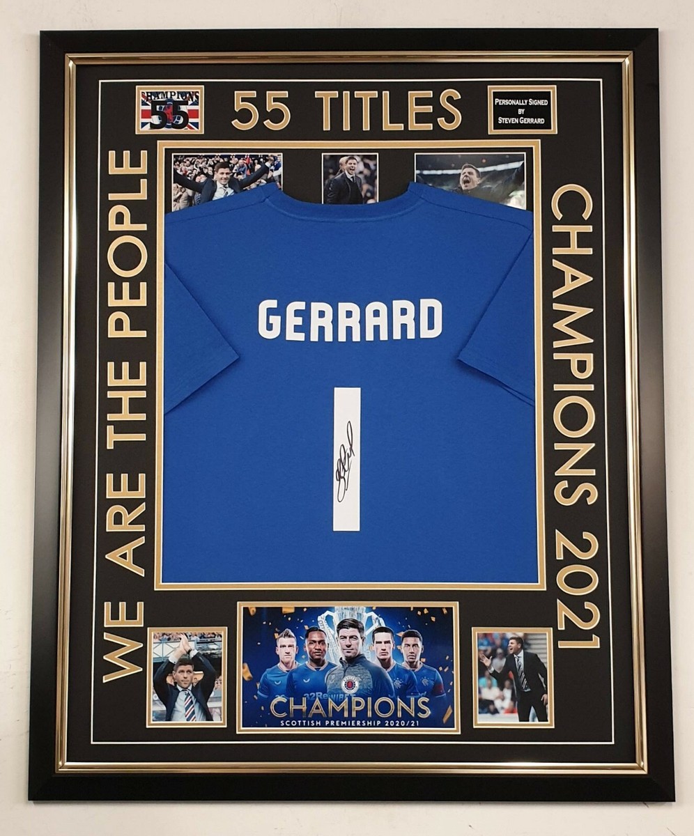 55 Titles Display!!! STEVEN GERRARD of RANGERS Signed Shirt **