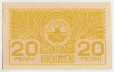 ESTONIA P41a 20 PENNI ND (1919) aUNC Republic of Estonia Treasury Note