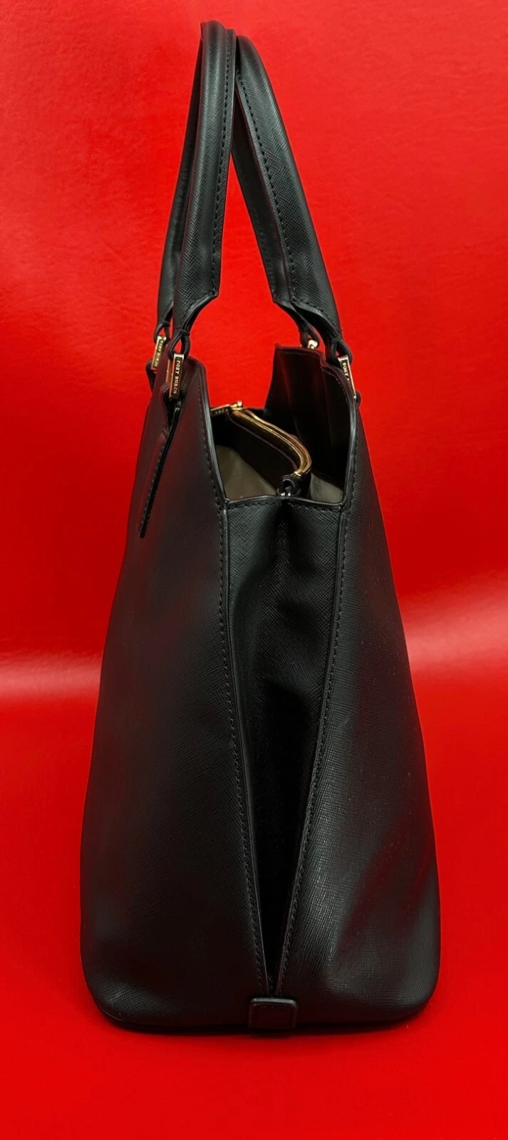 Borsa tote Tory Burch Robinson a cupola triplo scomparto convertibile in pelle nera