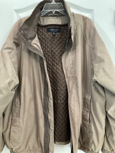 Claiborne Mens Coat Jacket Size XXL Beige Full Zip Pockets Snap Collar CC12 - Picture 7 of 10