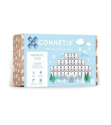 Connetix Magnetic Tiles Clear Rectangle Pack 12 Pieces Ct-C-00012-Re