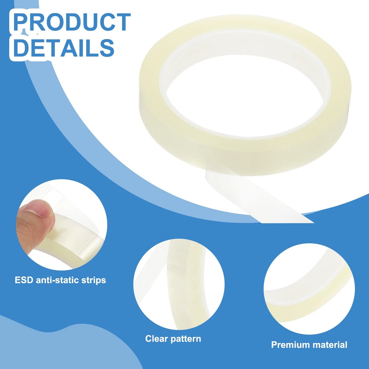 Cinta para refrigerador de 15 mm x 50 m, cinta fijadora para embalaje de PET, transparente