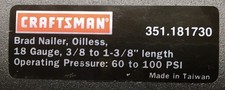 Craftsman 351.181730 Gwoździarka Brad, olejarki, skala 18, długość 3/8" do 1 3/8".