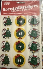 Vintage Eureka Scratch N Sniff Stickers, NOS24 Pack, Christmas -pine Scent