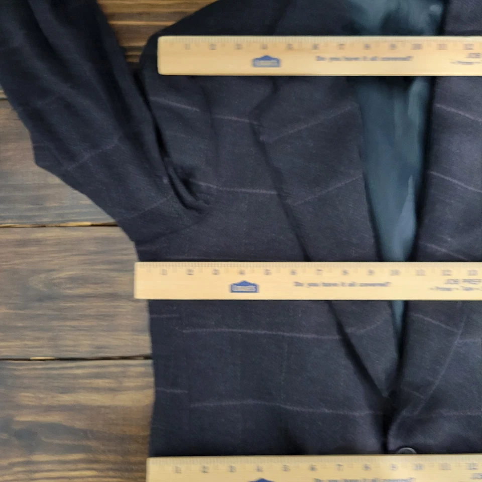 Abrigo Blazer Deportivo Evan Picone Para Hombre Tweed Dos Botones Espiga Cuadros Lana 41R Foto 2 de 4