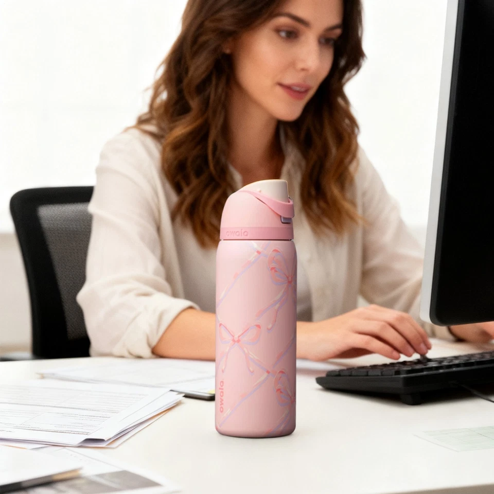 Owala Sugar Plum Fairy 32 Oz FreeSip Water Bottle Holiday Edition Pink - Image 4 of 4