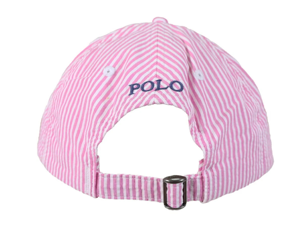 PONY Cappello Berretto Baseball Polo Ralph Lauren Regolabile Seersucker con Cavallo ROSA