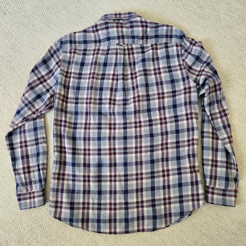 Jaeger Wool Blend Check Plaid LS Flannel Button Shirt Grey Blue Burgundy L Large - Picture 2 of 11
